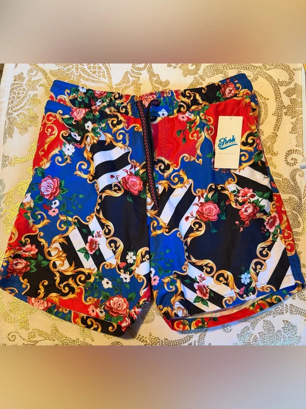 Fresh Prints of Bel-Air Bold Floral Baroque Swim Shorts - Size M